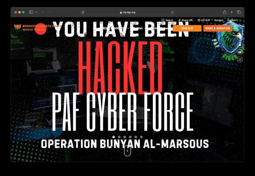 Pakistan Hacks BJP Website